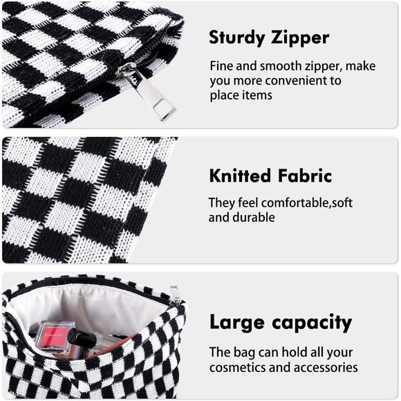 Women Large and Small Capacity Black Cosmetic Bag Set Travel Makeup Pouch - Picture 5 of 7